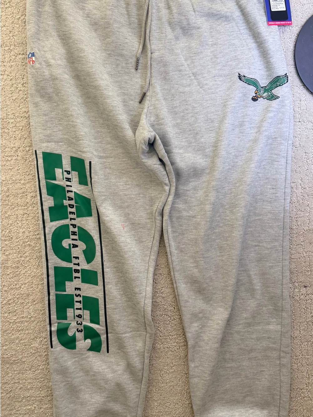 NWT Ultra Game NFL Philadelphia Eagles Fleece Jogger Sweatpants Gray Men's L
